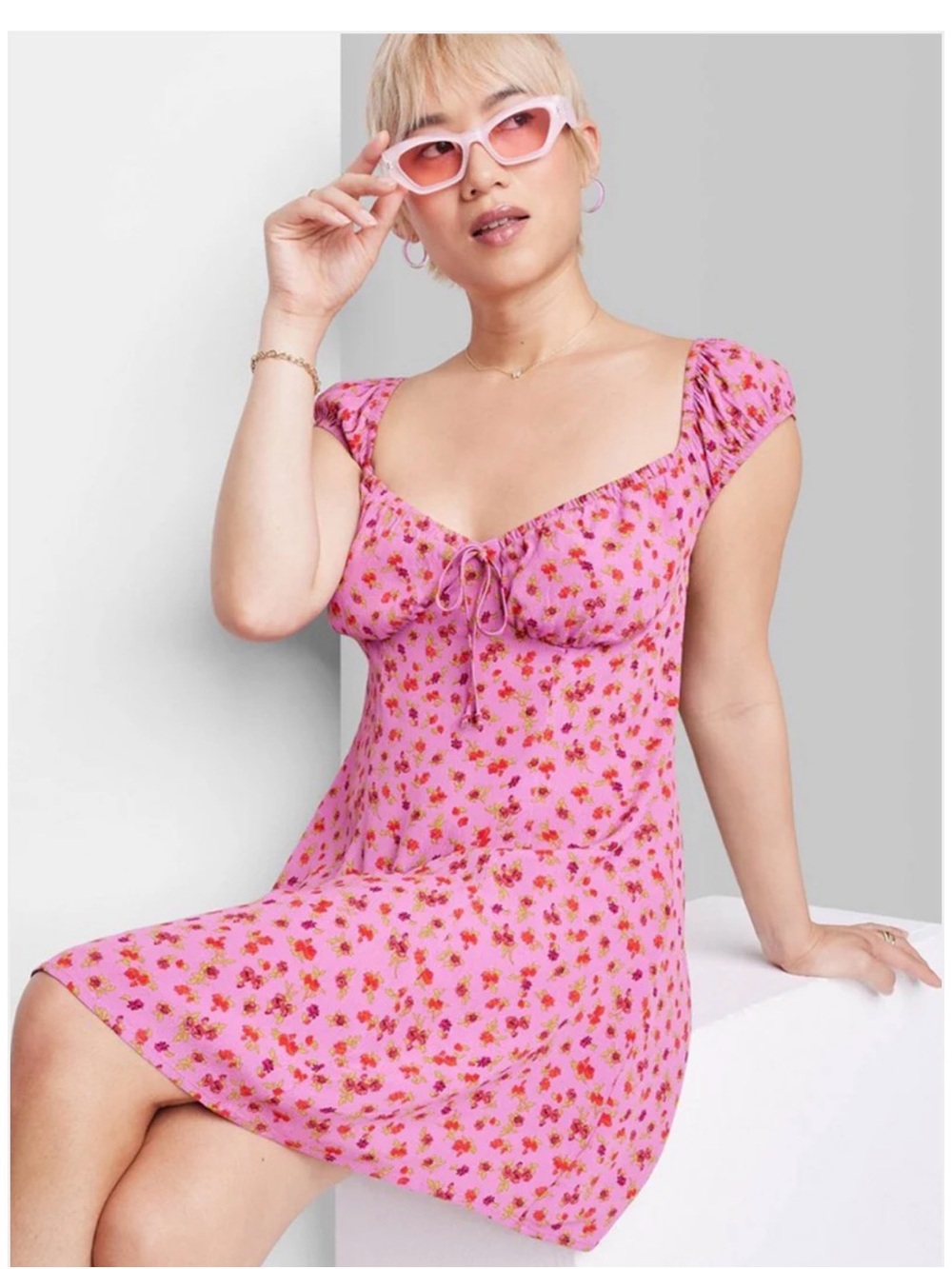 CLOSET CLEAN OUT: offers welcome! 
Wild Fable Pink Floral Tie-Front Mini Dress